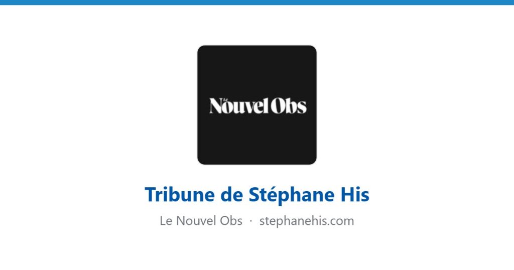 Tribune de Stéphane His parue dans Le Nouvel Obs